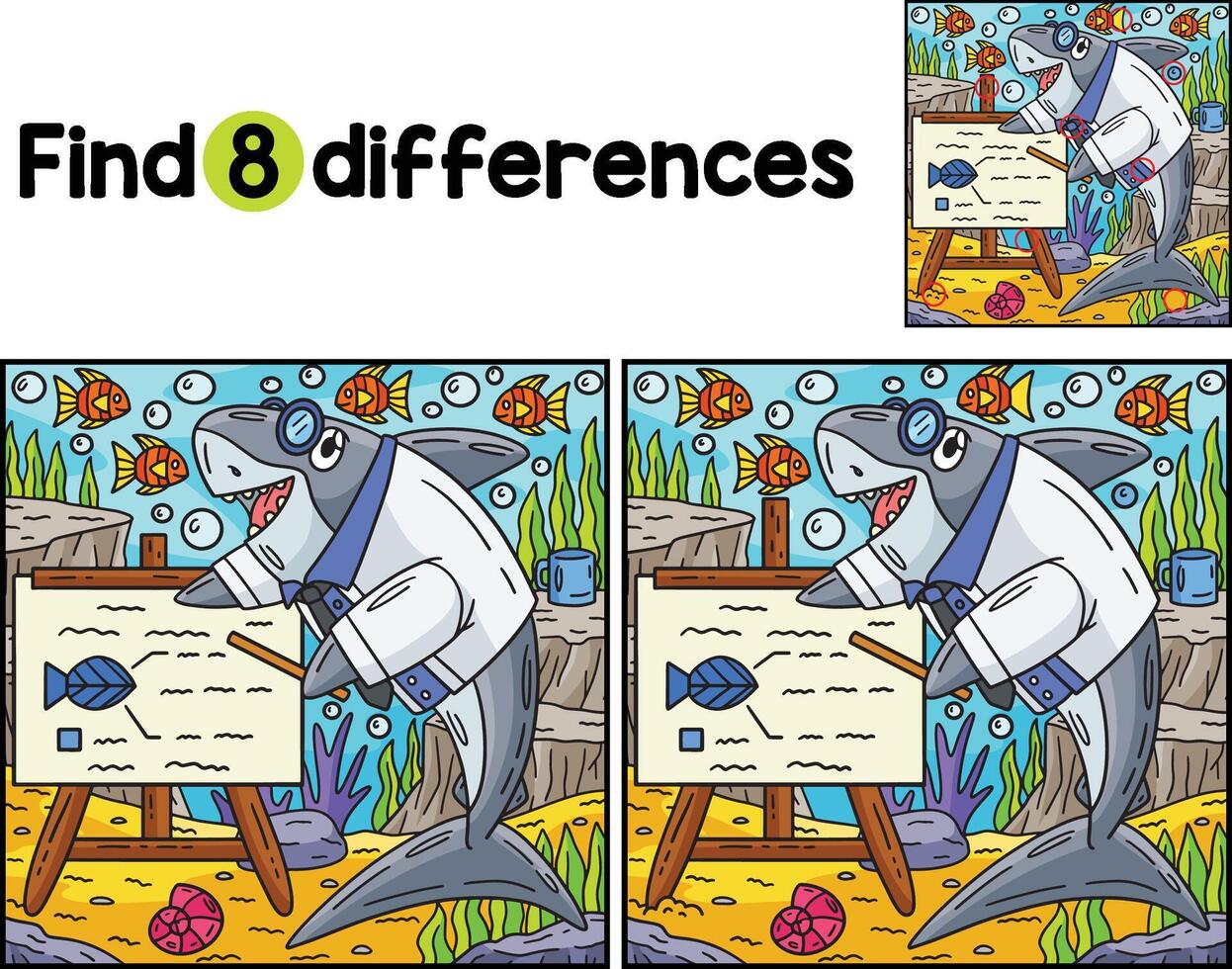 Professor Shark Find The Differences vector