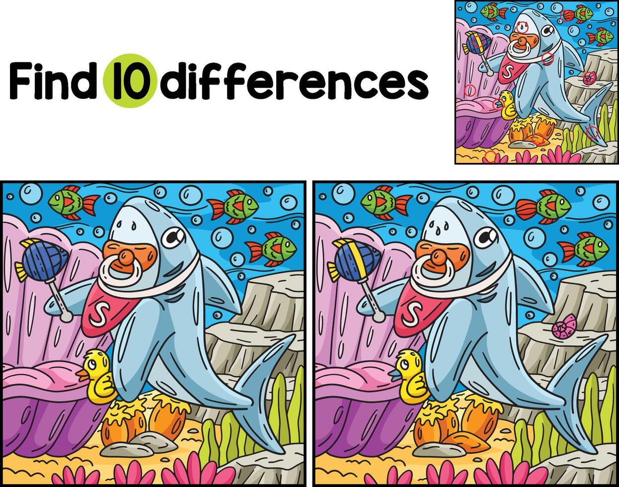 Baby Shark Find The Differences vector