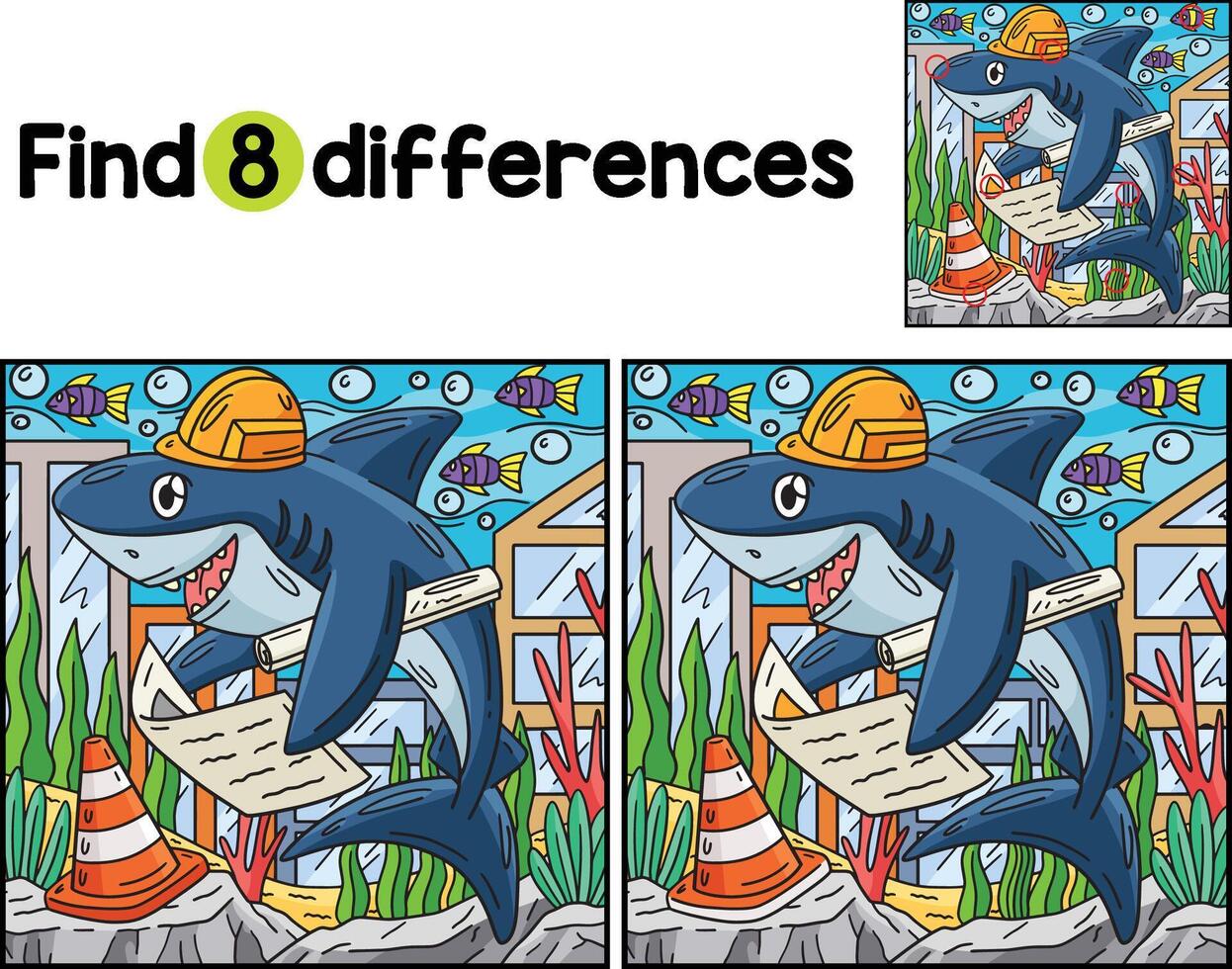 Engineer Shark Find The Differences vector