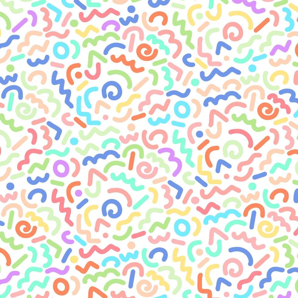 doodle background in pastel rainbow colours vector