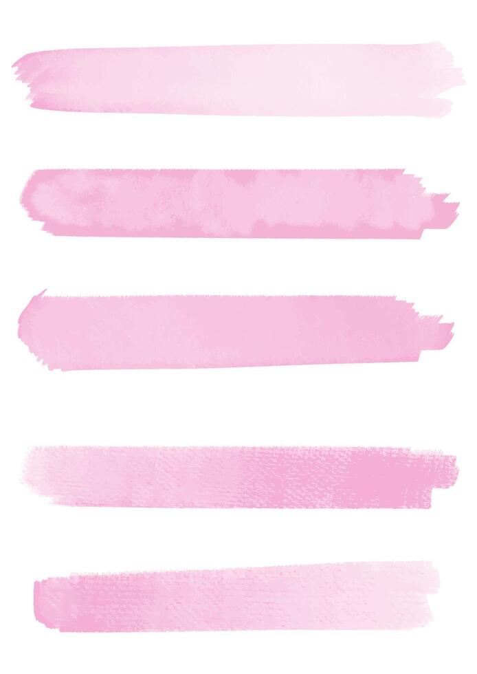 collection of pastel pink watercolour brush strokes vector