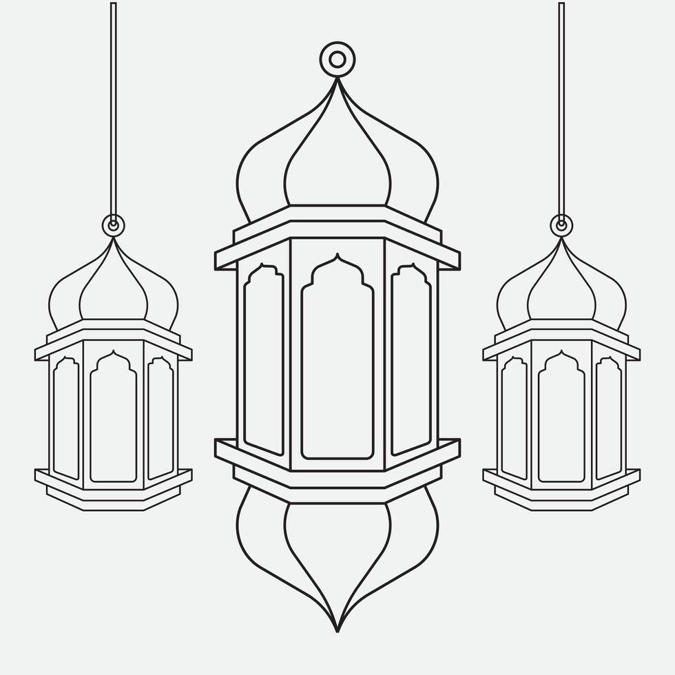 line islamic lantern illustration design vector