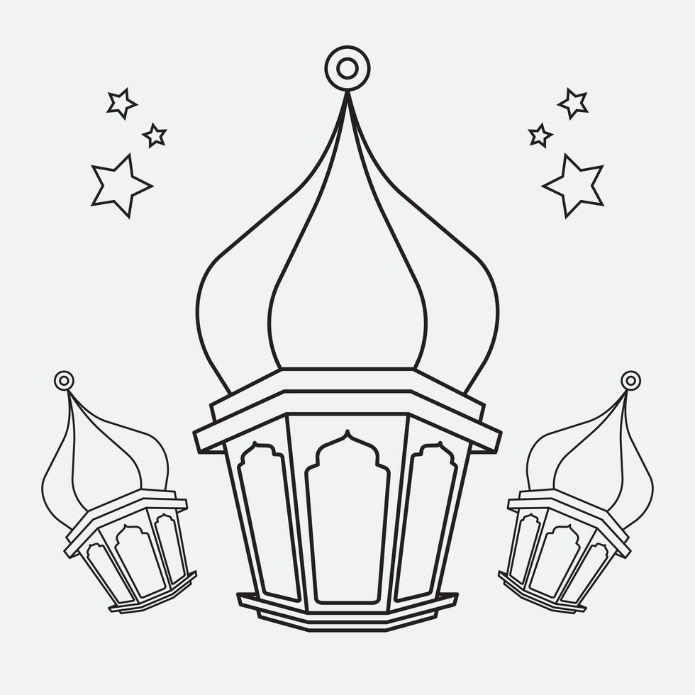 line islamic lantern illustration design vector