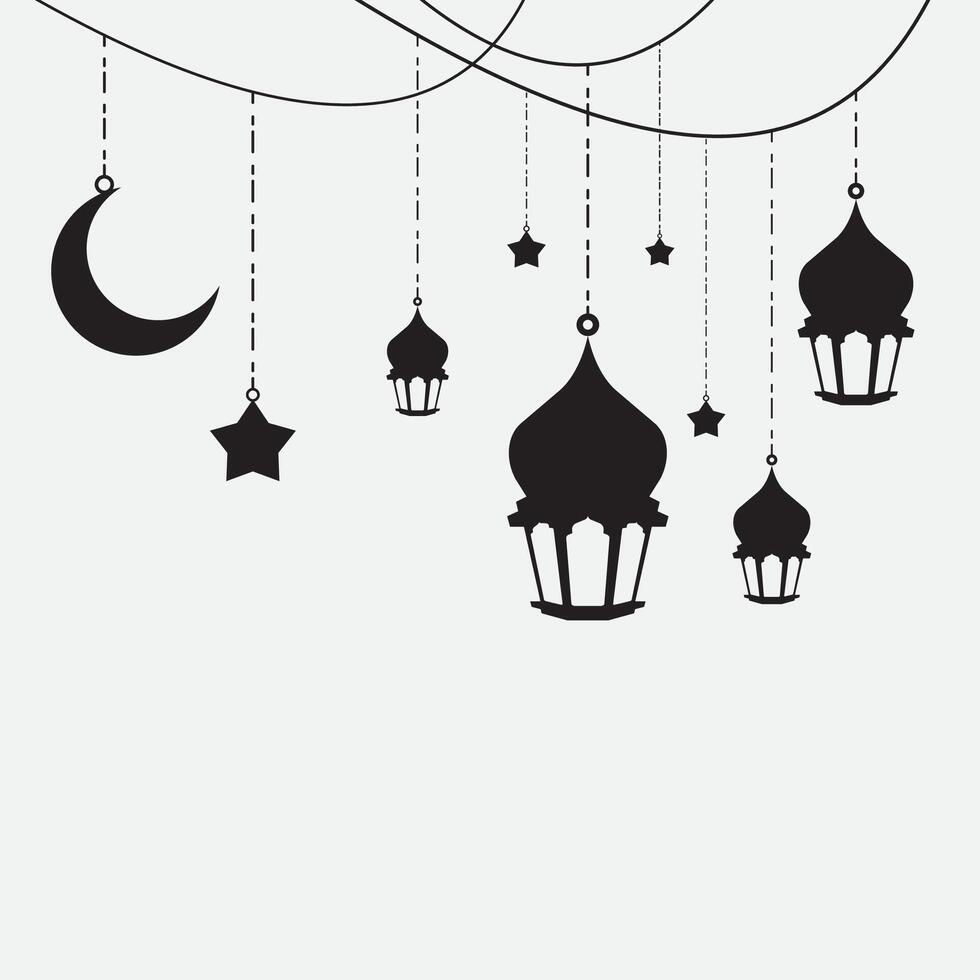 islamic lantern crescent star illustration design vector