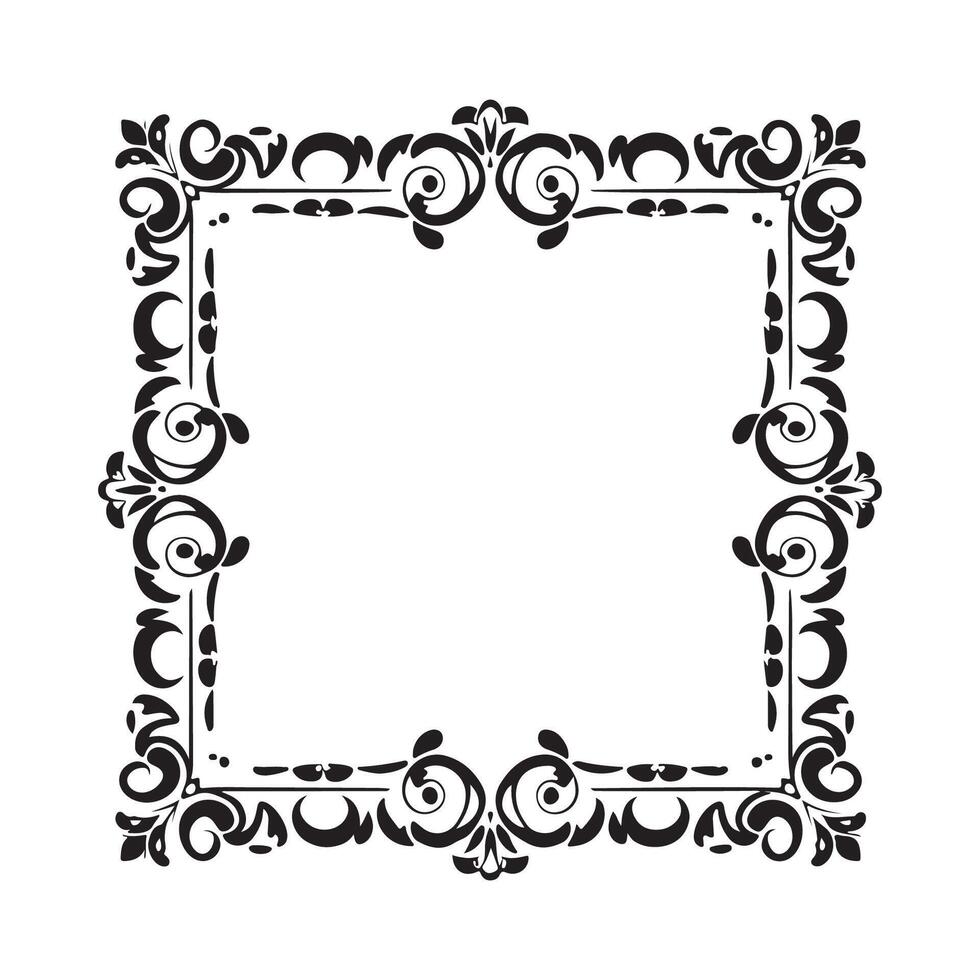 Calligraphic hand drawn doodle floral frame. artistic calligraphy design element. vector
