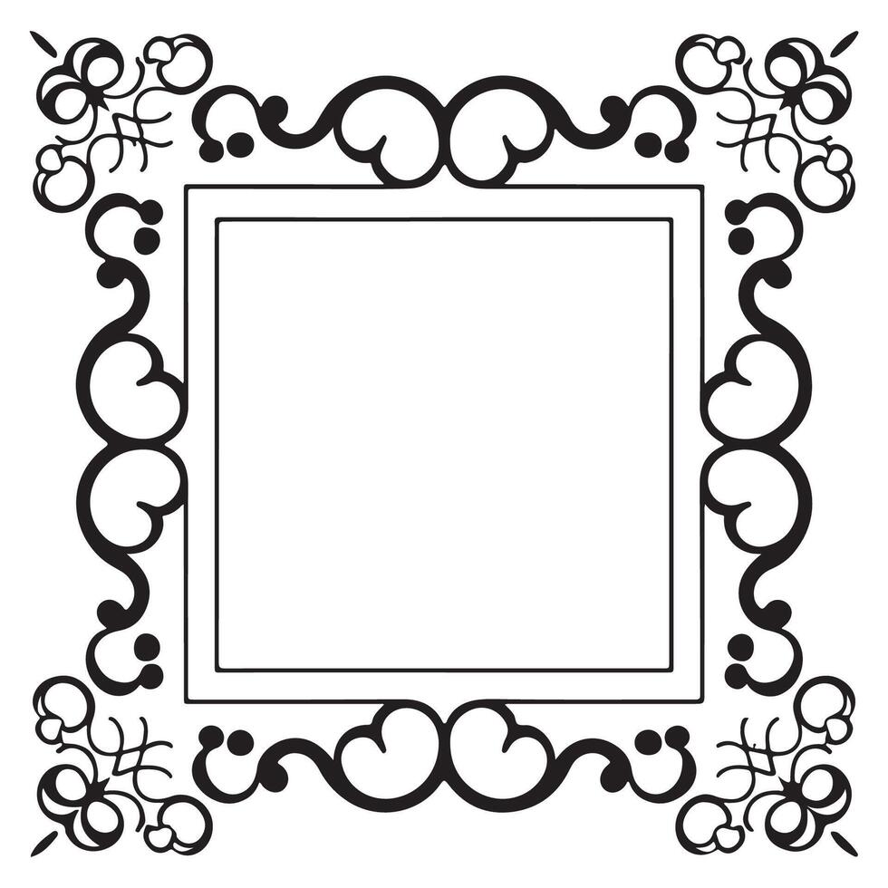 Calligraphic hand drawn doodle floral frame. artistic calligraphy design element. vector