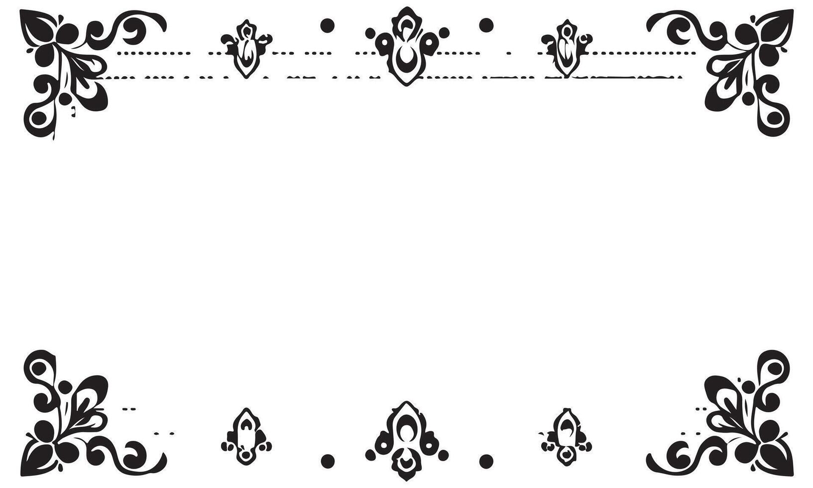 Rectangular frame with decorative corner. Design border line black on white background. vector