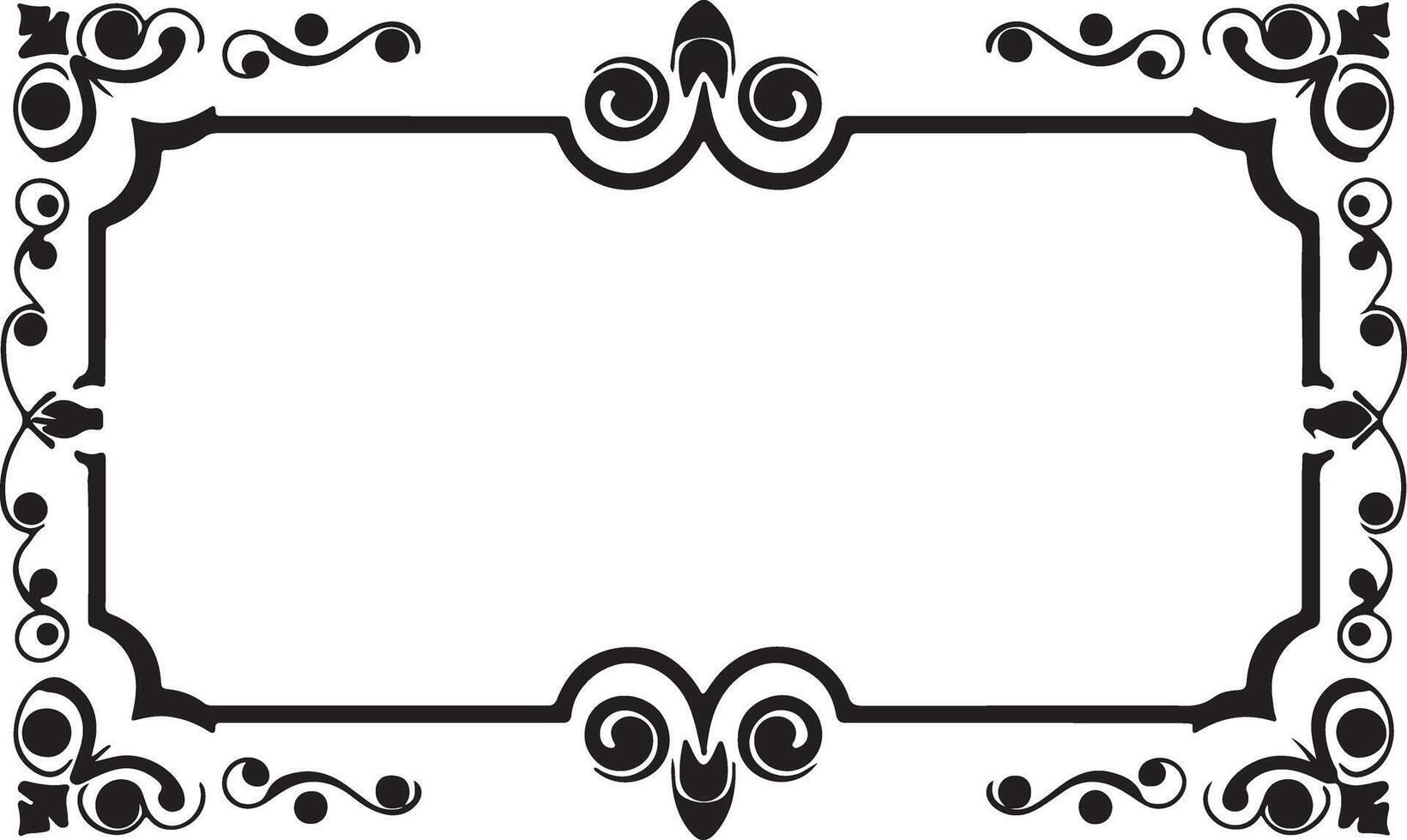 Rectangular frame with decorative corner. Design border line black on white background. vector