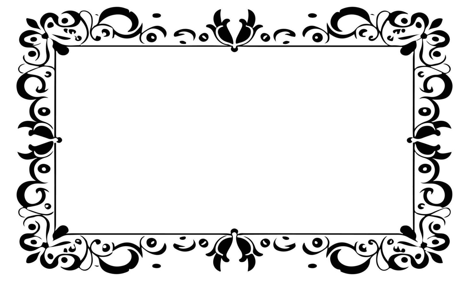 Calligraphic hand drawn doodle floral frame. artistic calligraphy design element. vector