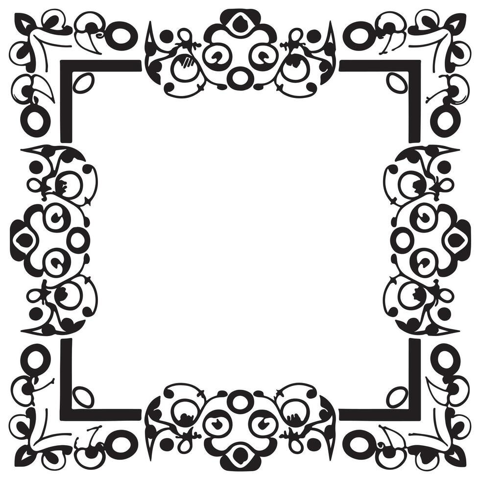 Rectangular frame with decorative corner. Design border line black on white background. vector