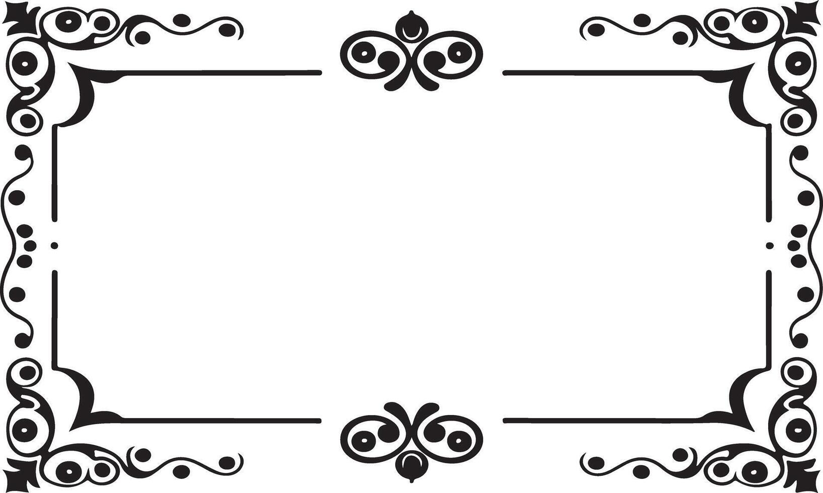 Rectangular frame with decorative corner. Design border line black on white background. vector