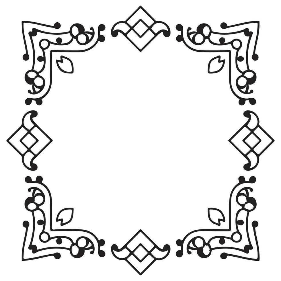 Calligraphic hand drawn doodle floral frame. artistic calligraphy design element. vector