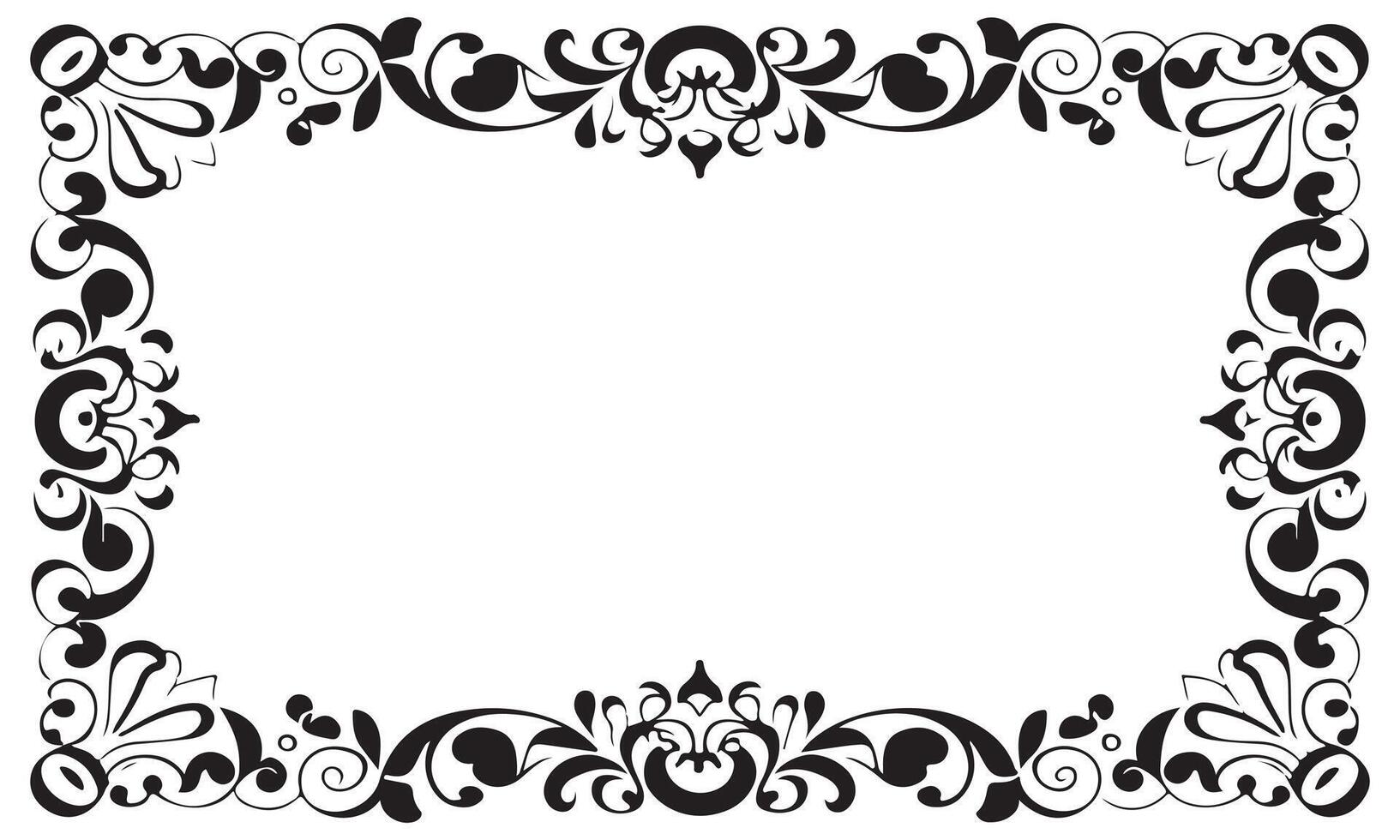 Calligraphic hand drawn doodle floral frame. artistic calligraphy design element. vector