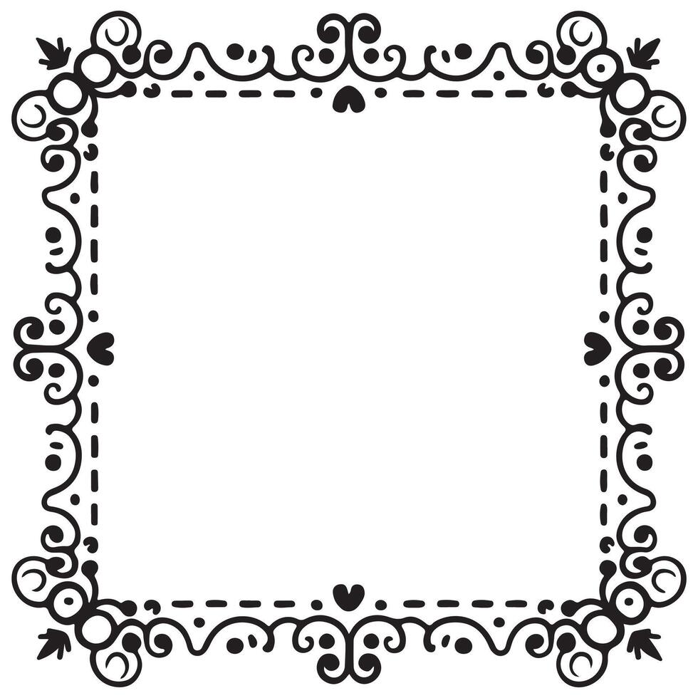 rectangular marco con decorativo esquina. diseño frontera línea negro en blanco antecedentes. vector