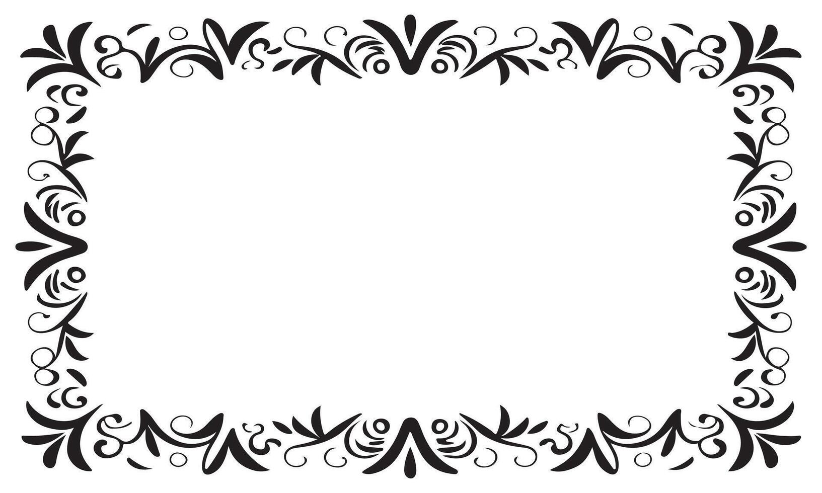 Calligraphic hand drawn doodle floral frame. artistic calligraphy design element. vector