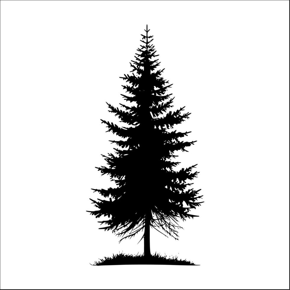 AI generated Pine Tree Silhouette - Vector Illustration Isolated on White Background