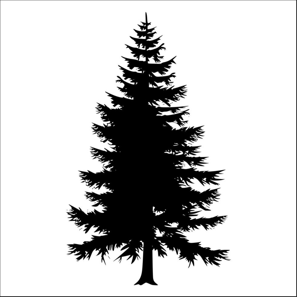 AI generated Pine Tree Silhouette - Vector Illustration Isolated on White Background