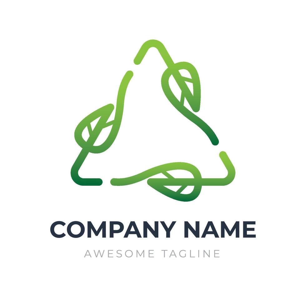 Gradient Leaf Recycle logo design vector