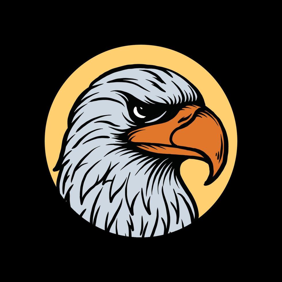 águila mascota cabeza vector ilustración en negro antecedentes