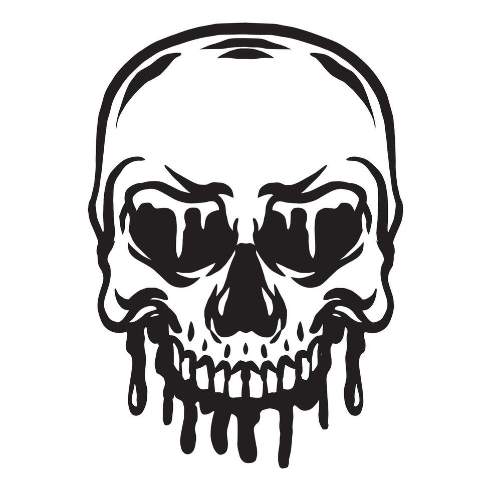 Drip skull cartoon vector art illustration