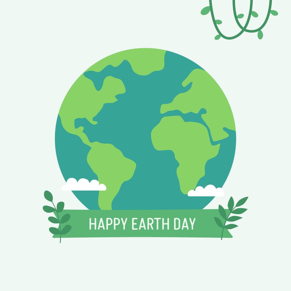 Vector World Earth Day Poster April 22, Flat Design Illustration