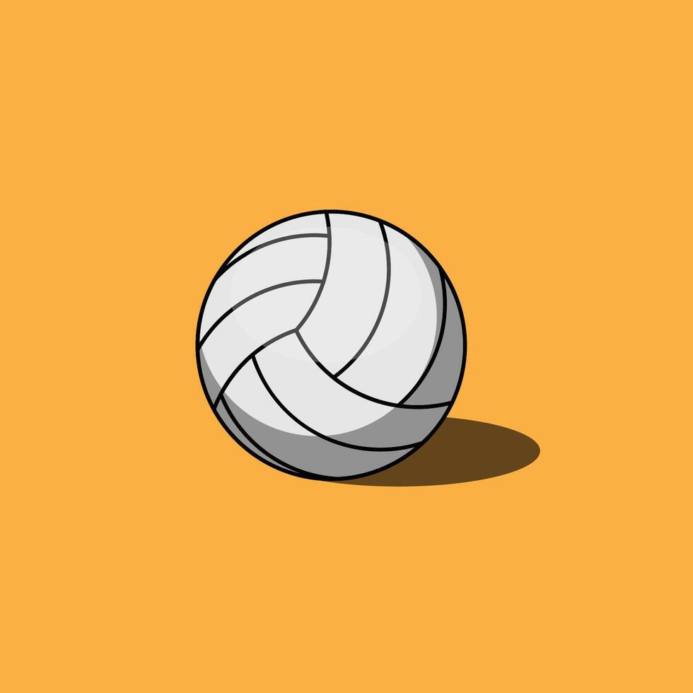 White volleyball ball isolated on background. Sport equipment icon. Flat design vector illustration.