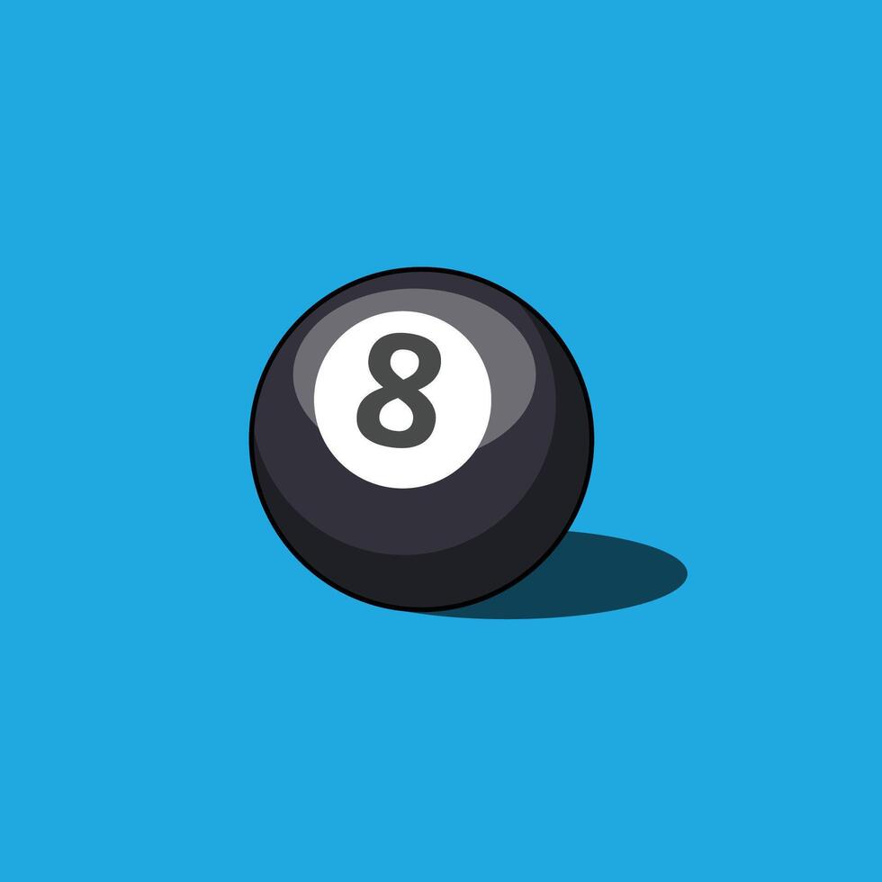 8 pool billiard ball, ball number 8 isolated on background. Sport equipment icon. Flat design vector illustration.