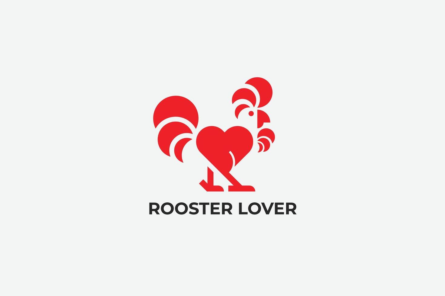 Rooster love minimal logo vector