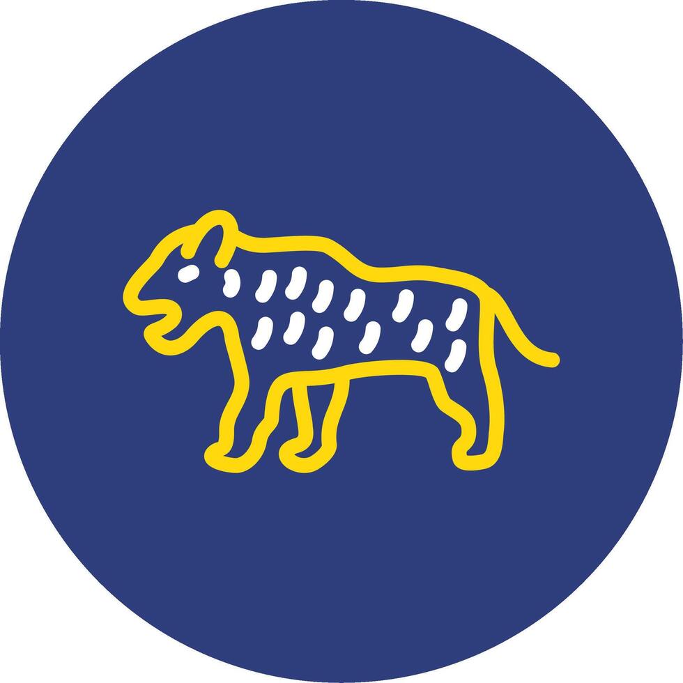 Tiger Dual Line Circle Icon vector
