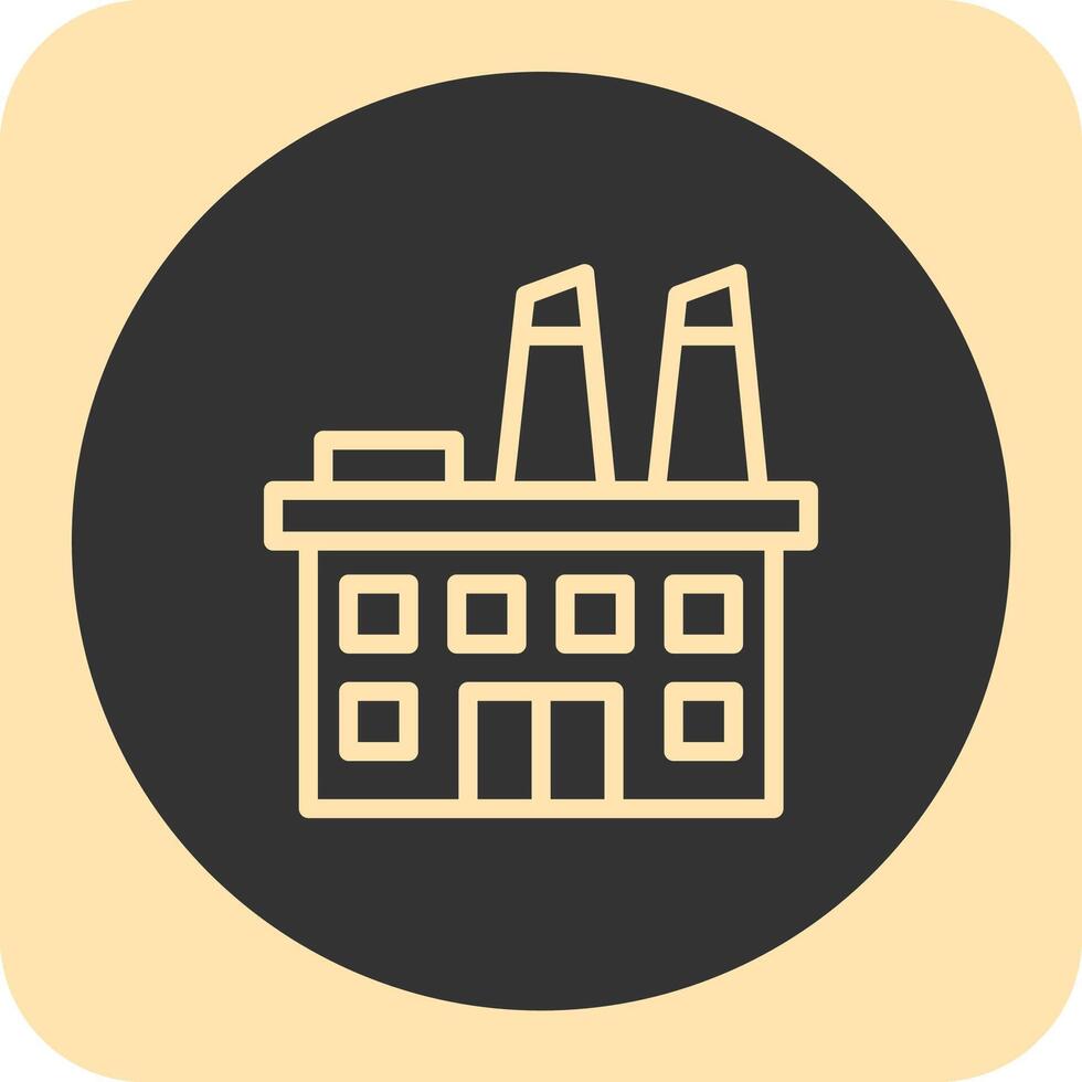 Factory Building Linear Round Icon vector