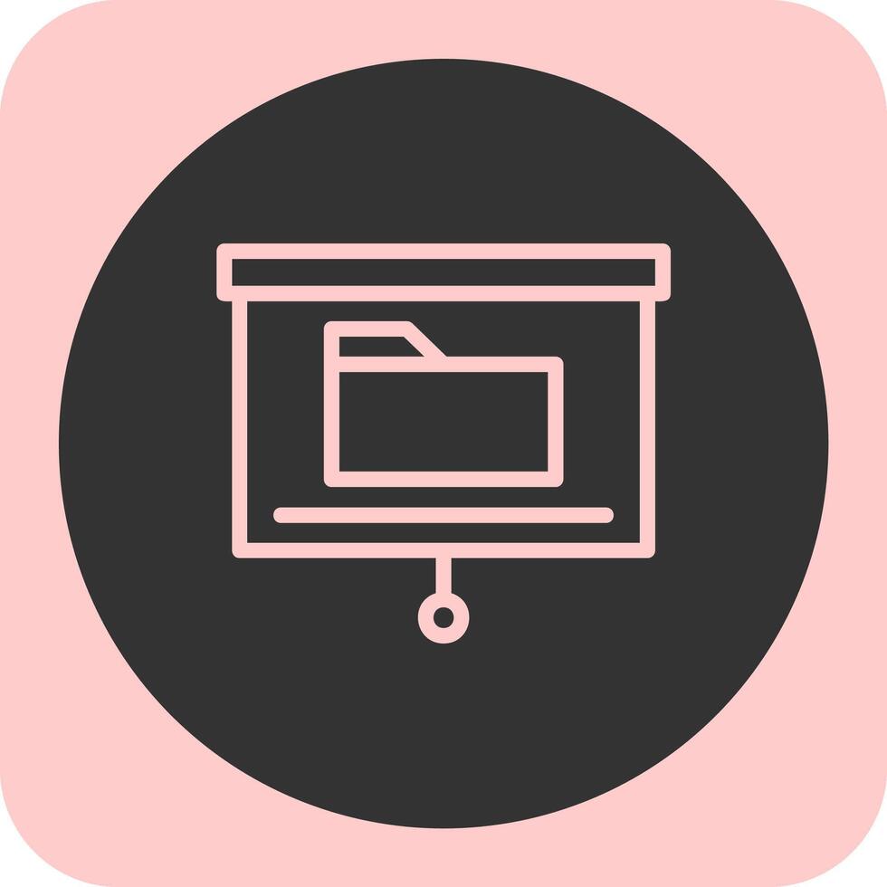 Presentation Folder Linear Round Icon vector