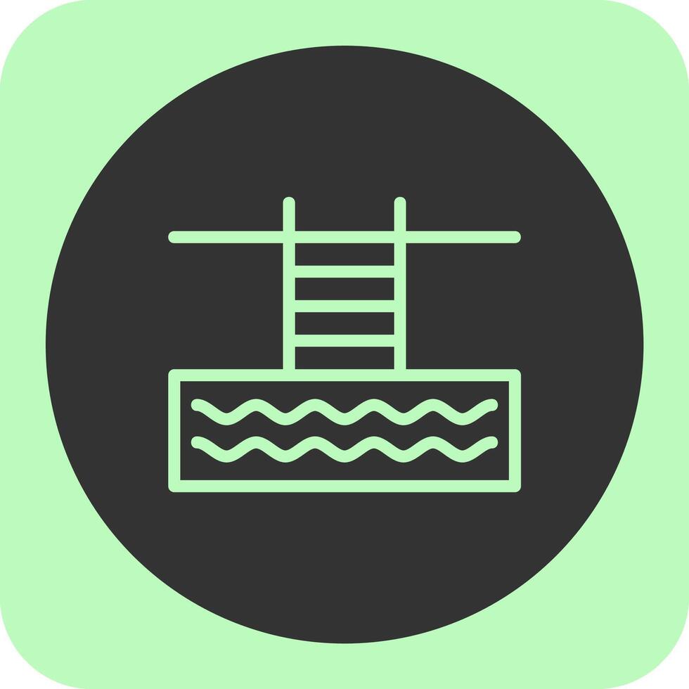 Swimming Pool Linear Round Icon vector