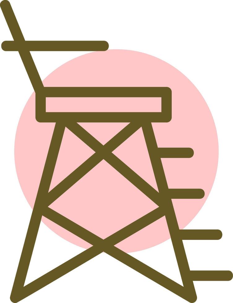Lifeguard Chair Linear Circle Icon vector