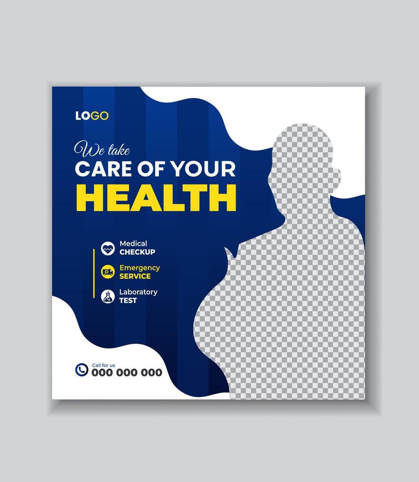 Medical Social Media Post Template, Healthcare Social Media Banner Template, Healthcare post social media banner ad, Medical and healthcare social media post vector