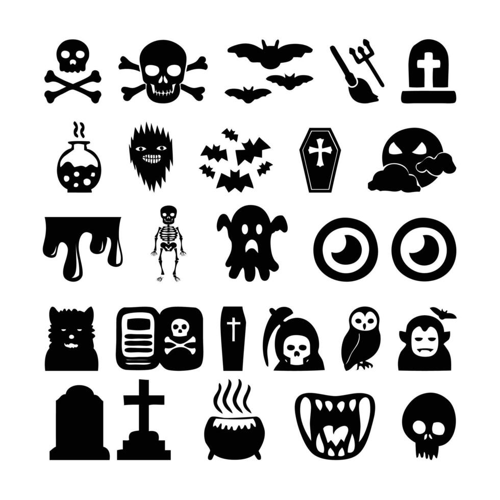 Set of silhouettes of Halloween on a white background vector illustration