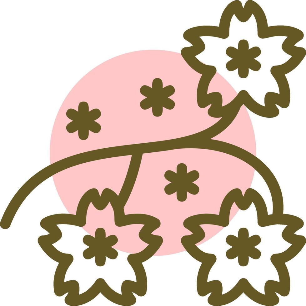 Cherry Blossom Branch Linear Circle Icon vector