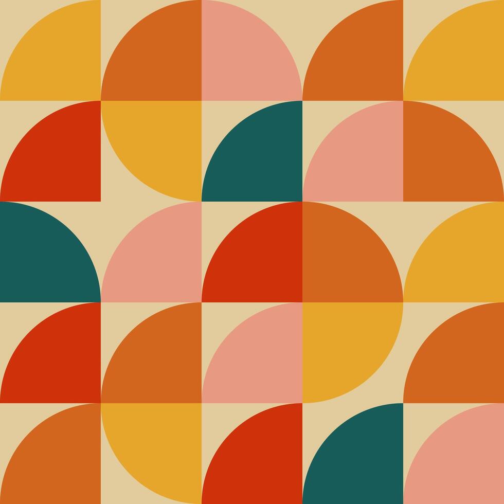 neo geométrico sin costura patrones Bauhaus estilo, naranja rojo rosado azul colores, 60s vector