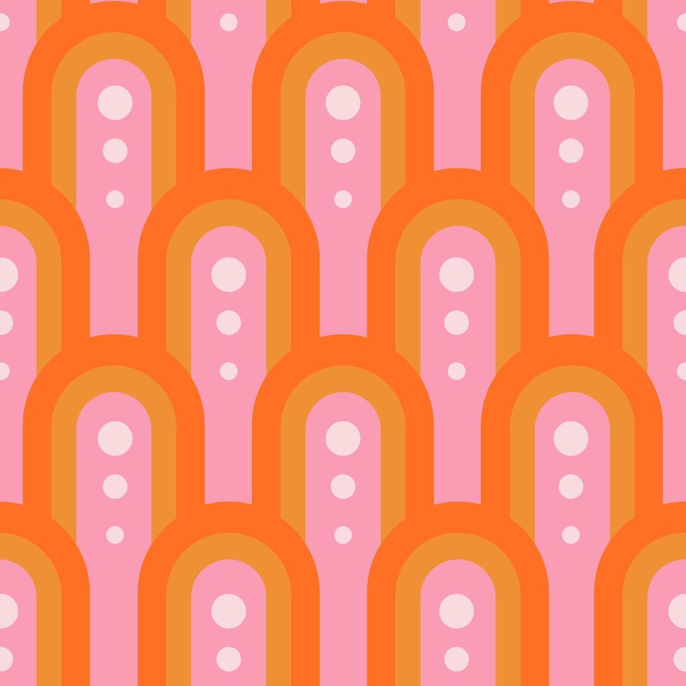 Colorful geometric mosaic seamless pattern 60s retro style, rainbows pattern vector