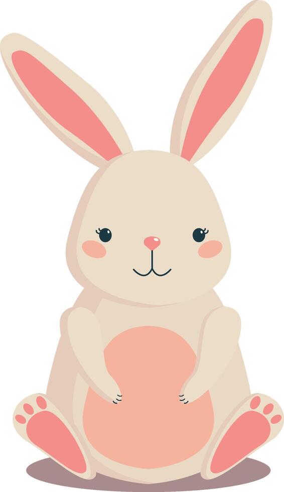 Cute hand drawn flat easter bunny vector