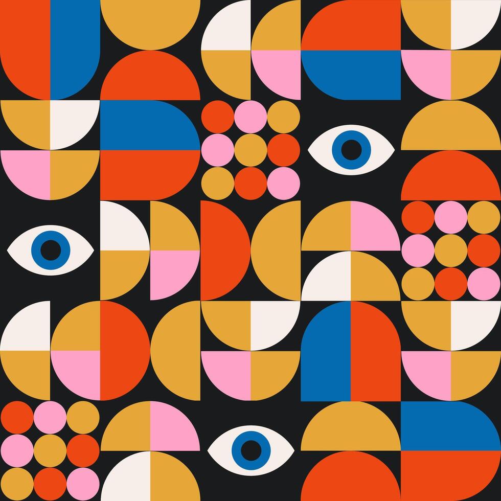 在庫一掃セール売れ筋ランキング Neo eyes with Style Bauhaus Patterns Seamless Geometric アート・デザイン・音楽