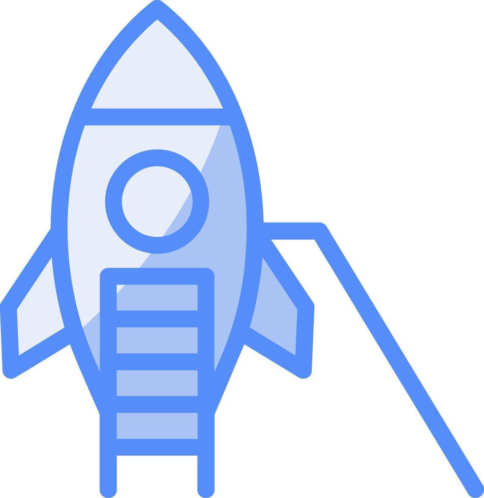 Spaceship Line Filled Blue Icon vector