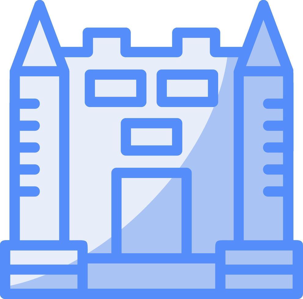 Castle Line Filled Blue Icon vector