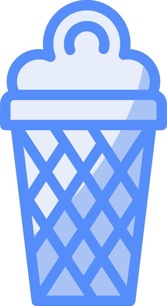 hielo crema cono línea lleno azul icono vector