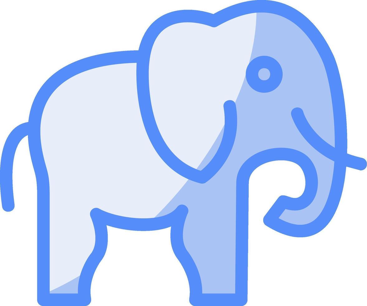 elefante línea lleno azul icono vector