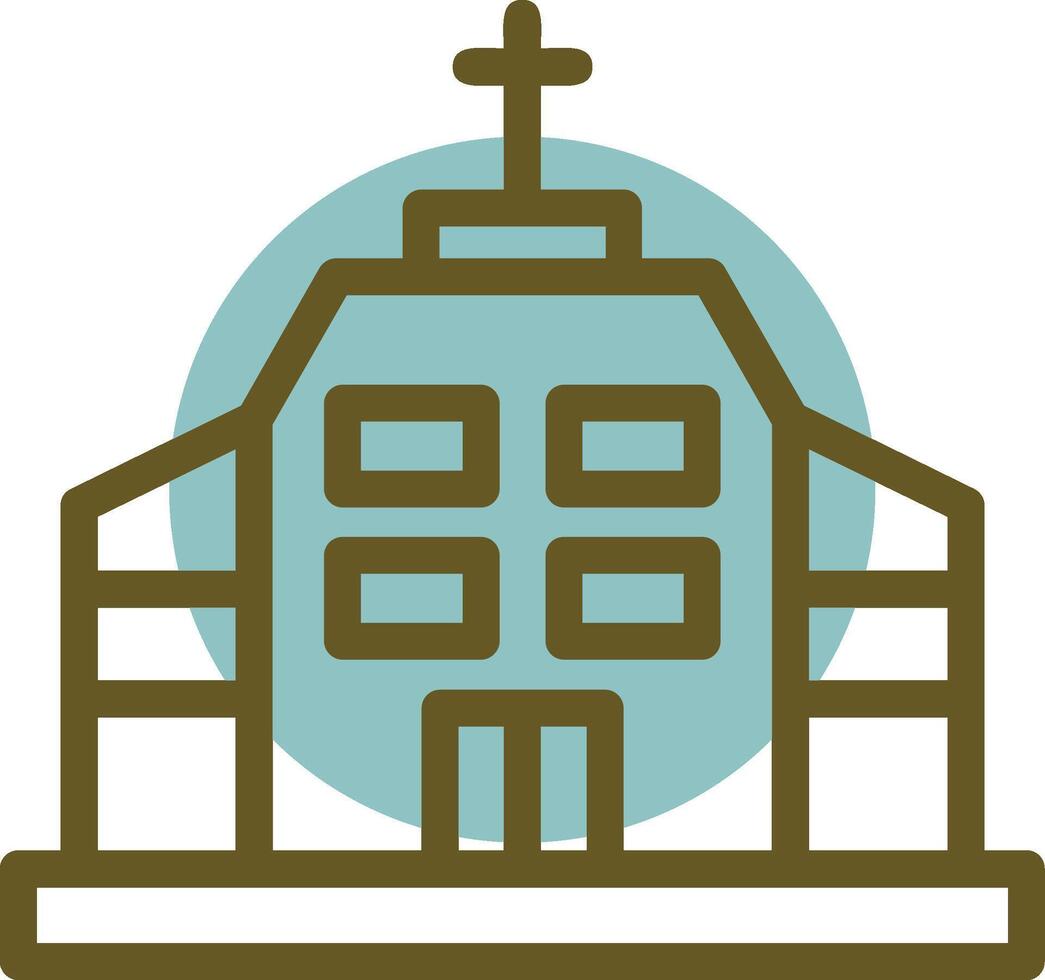 Iglesia lineal circulo icono vector