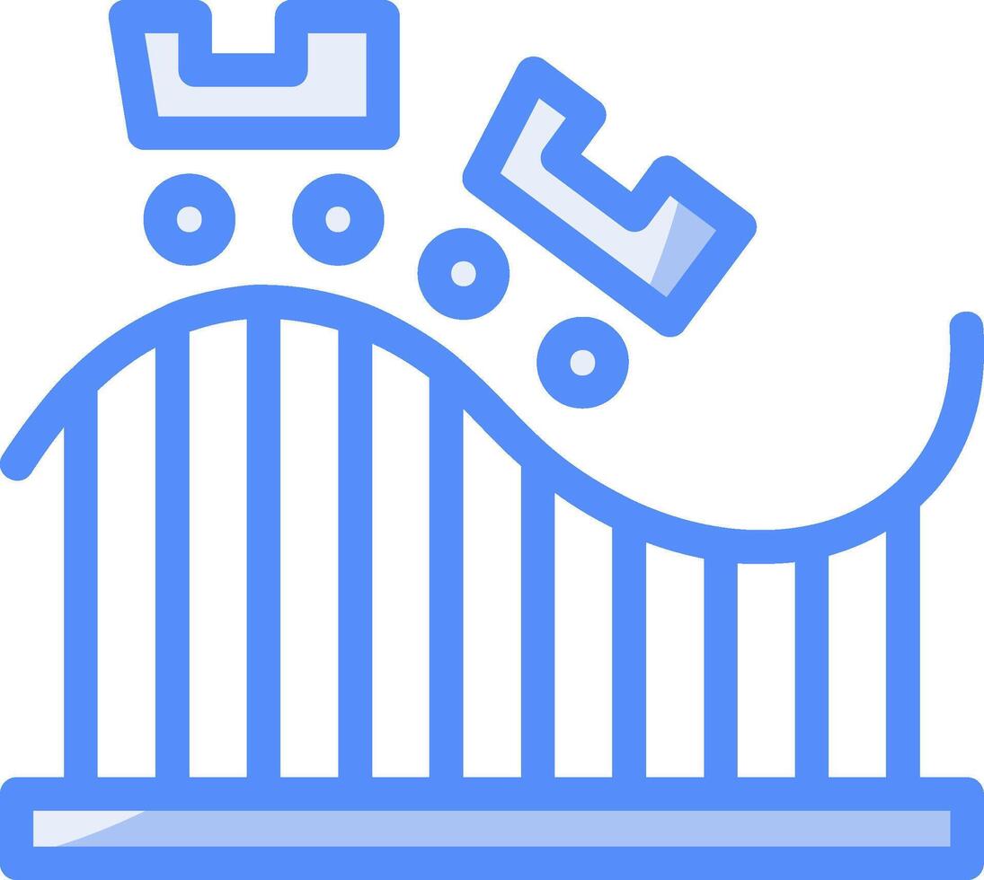 Roller Coaster Line Filled Blue Icon vector