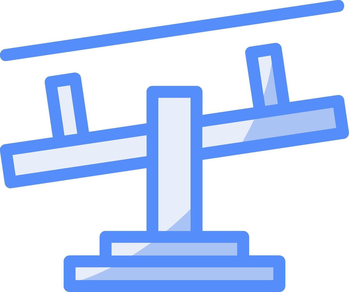 Seesaw Line Filled Blue Icon vector