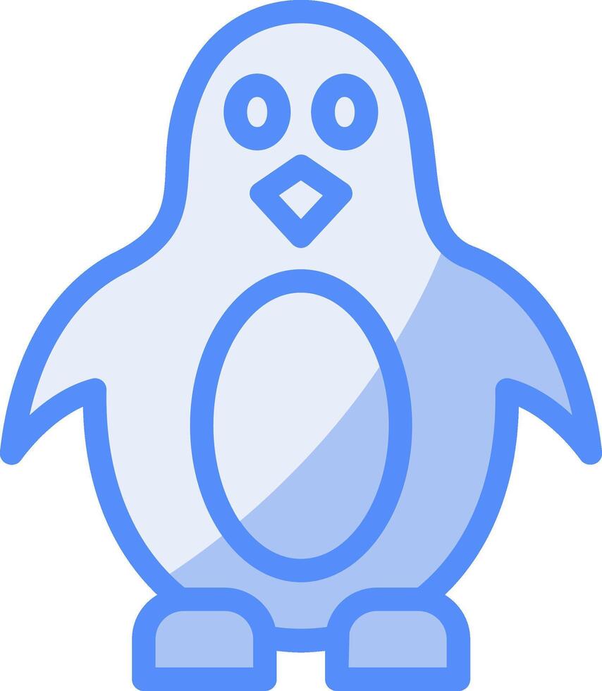 Penguin Line Filled Blue Icon vector