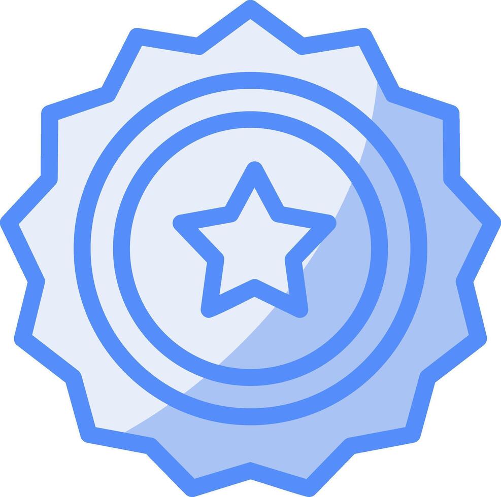 Sheriff Badge Line Filled Blue Icon vector