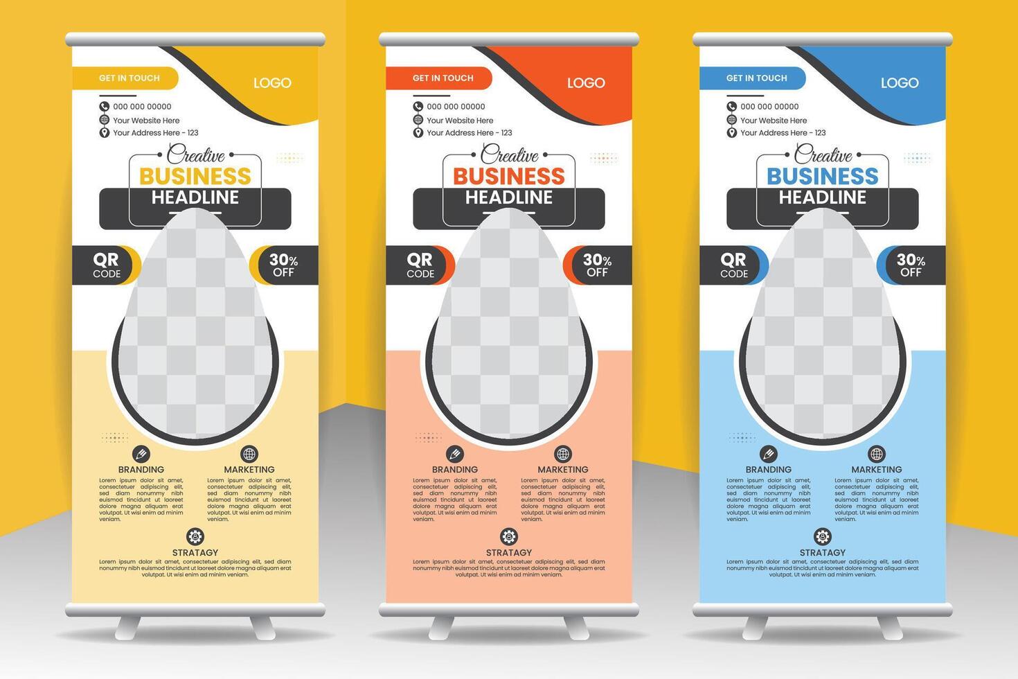 Corporate roll up banner or rack card design template. vector